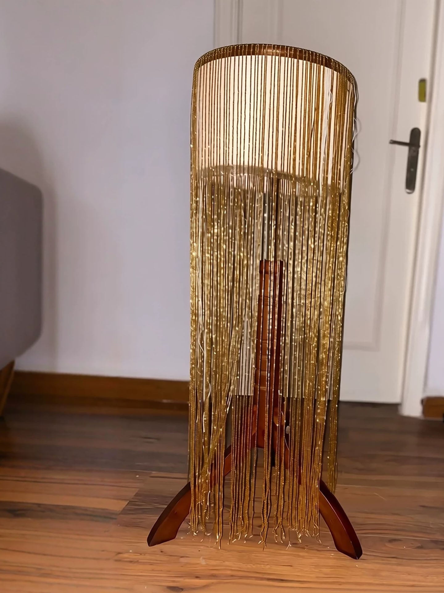 Luxury Gold Spaghetti Straps Shoulder Tassel Beaded Mermaid Dress LA73931 SERENE HILL