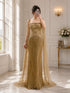 Luxury Gold Spaghetti Straps Shoulder Tassel Beaded Mermaid Dress LA73931 SERENE HILL