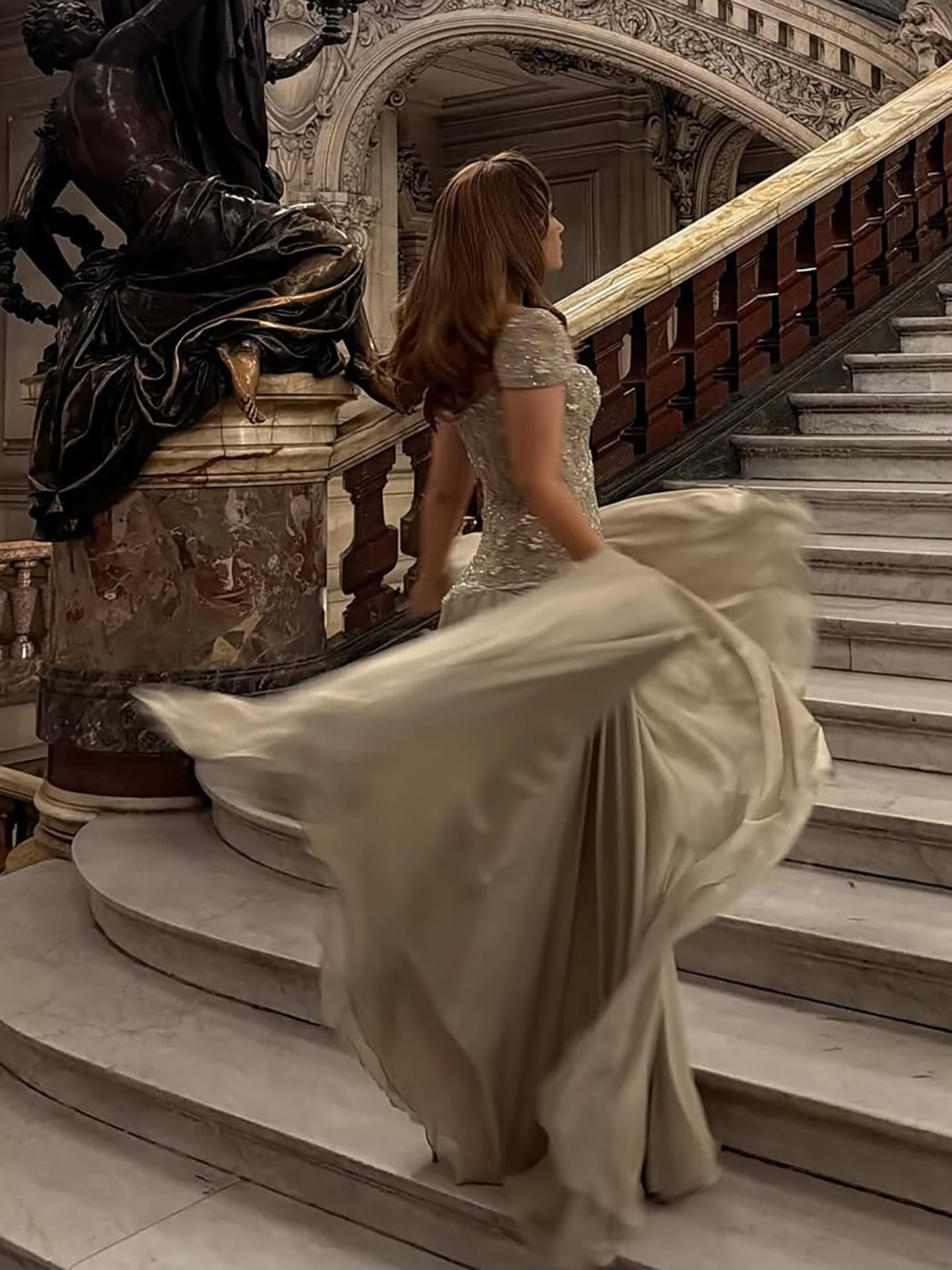 Luxury Caramel Beaded Cap Sleeve Chiffon A Line Evening Dress LA73947