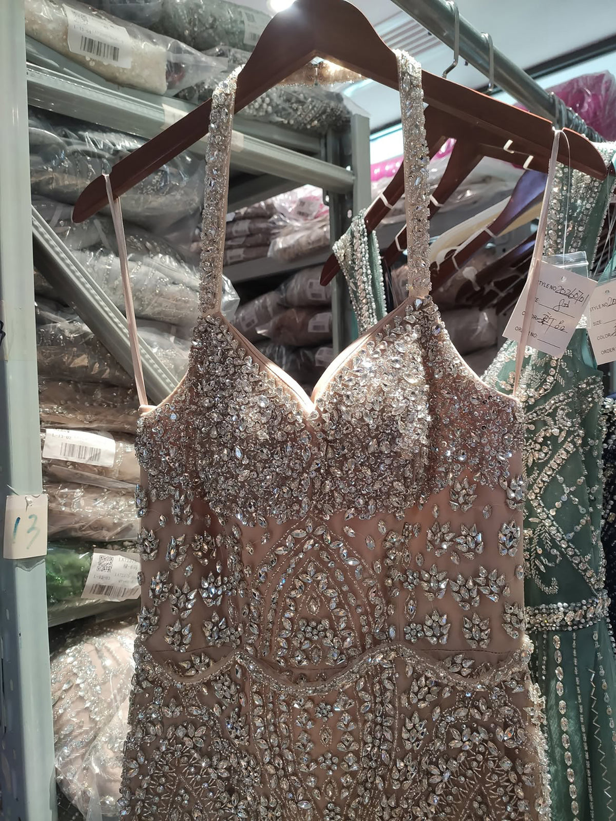Luxury Nude Crystal Beaded Halter Mermaid Evening Dress LA73948