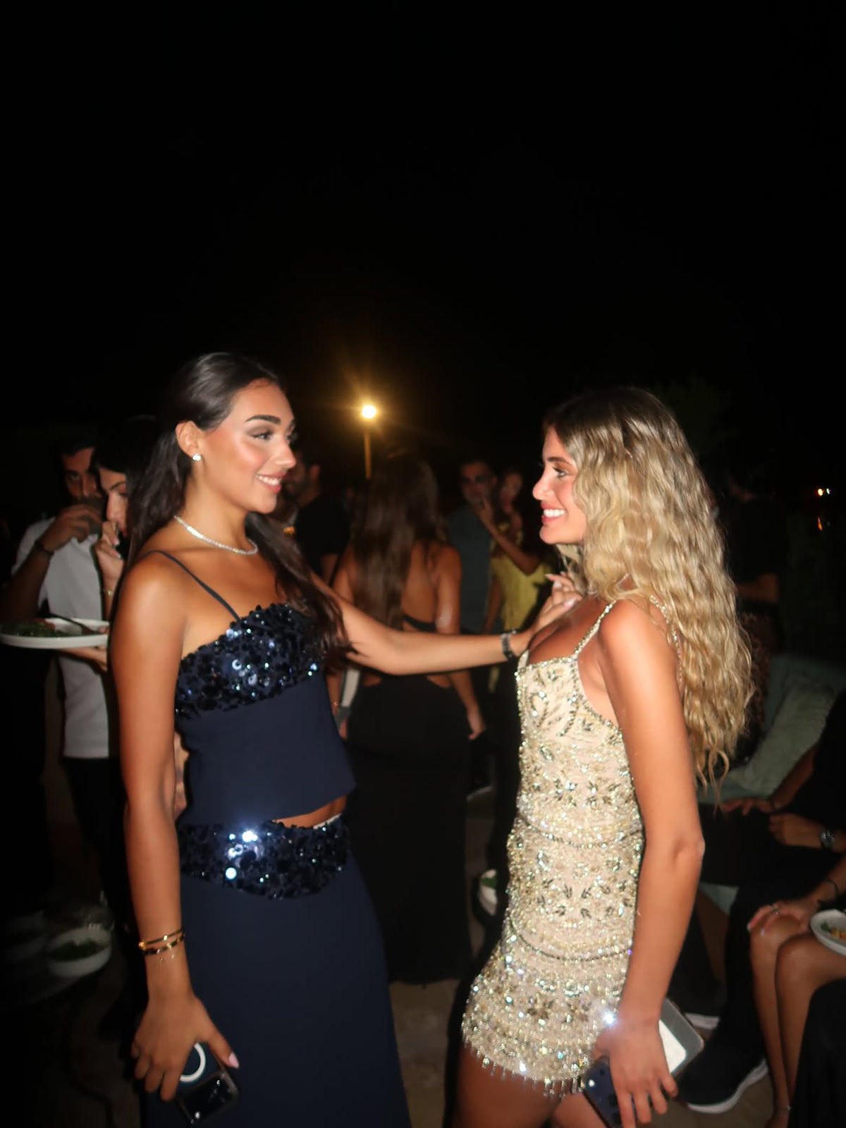 Luxury Gold Beaded Spaghetti Strap Mini Cocktail Dress LA73956
