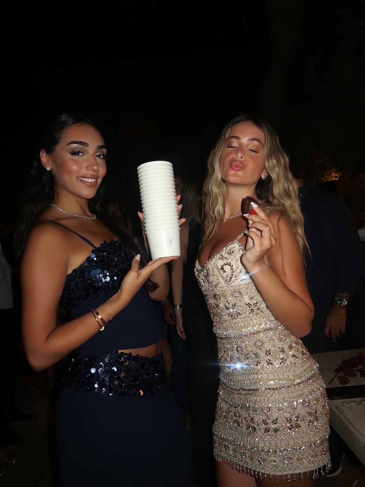 Luxury Gold Beaded Spaghetti Strap Mini Cocktail Dress LA73956