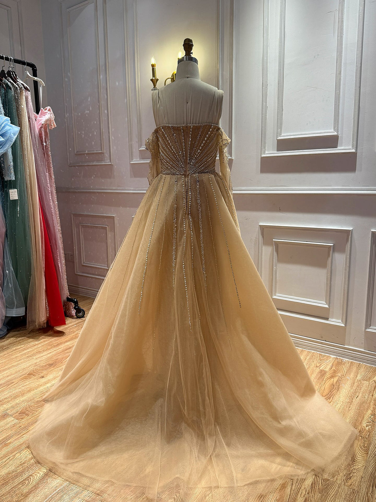 Luxury Nude Beaded Strapless Mermaid Evening Gown LA73982