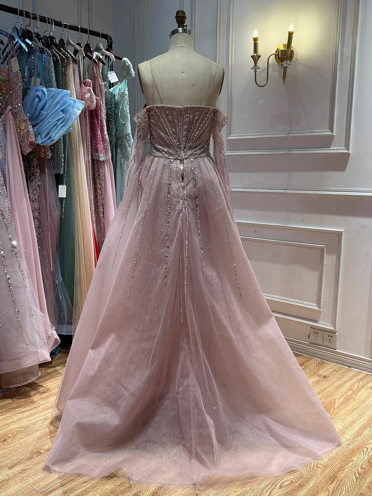 Luxury Nude Beaded Strapless Mermaid Evening Gown LA73982