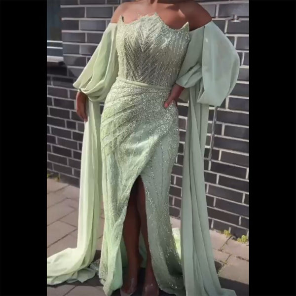 Luxurious Serene Hill Mint Beaded Mermaid Evening Dress Gown 2025 LA72096 for Women Wedding Party