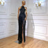 On Sale no return no refund Mermaid Tassel Luxury Halter Rhinestones Evening Dress Pageant Gown Sleeveless Mermaid Split Robe de Soiree Serene Hill LA60776 - SERENE HILL