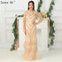 Newest Designer Gold V-Neck Evening Dresses Mermaid Long Sleeves Tassel Beading Fashion Evening Gowns LA6631 - SERENE HILL