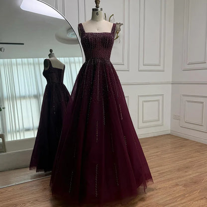 Purple Luxury Square Evening Dresses Arabic Gowns For Party Prom Dress Party LA72857 - SERENE HILL
