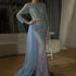 Serene Hill Muslim Gold Mermaid Elegant Beaded Luxury Dubai Evening Dresses Gowns For Women Wedding Party 2025 LA71429 - SERENE HILL