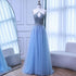 Caramel Halter Beaded Tulle A-Line Evening Gown Dubai Saudi LA72863 - SERENE HILL