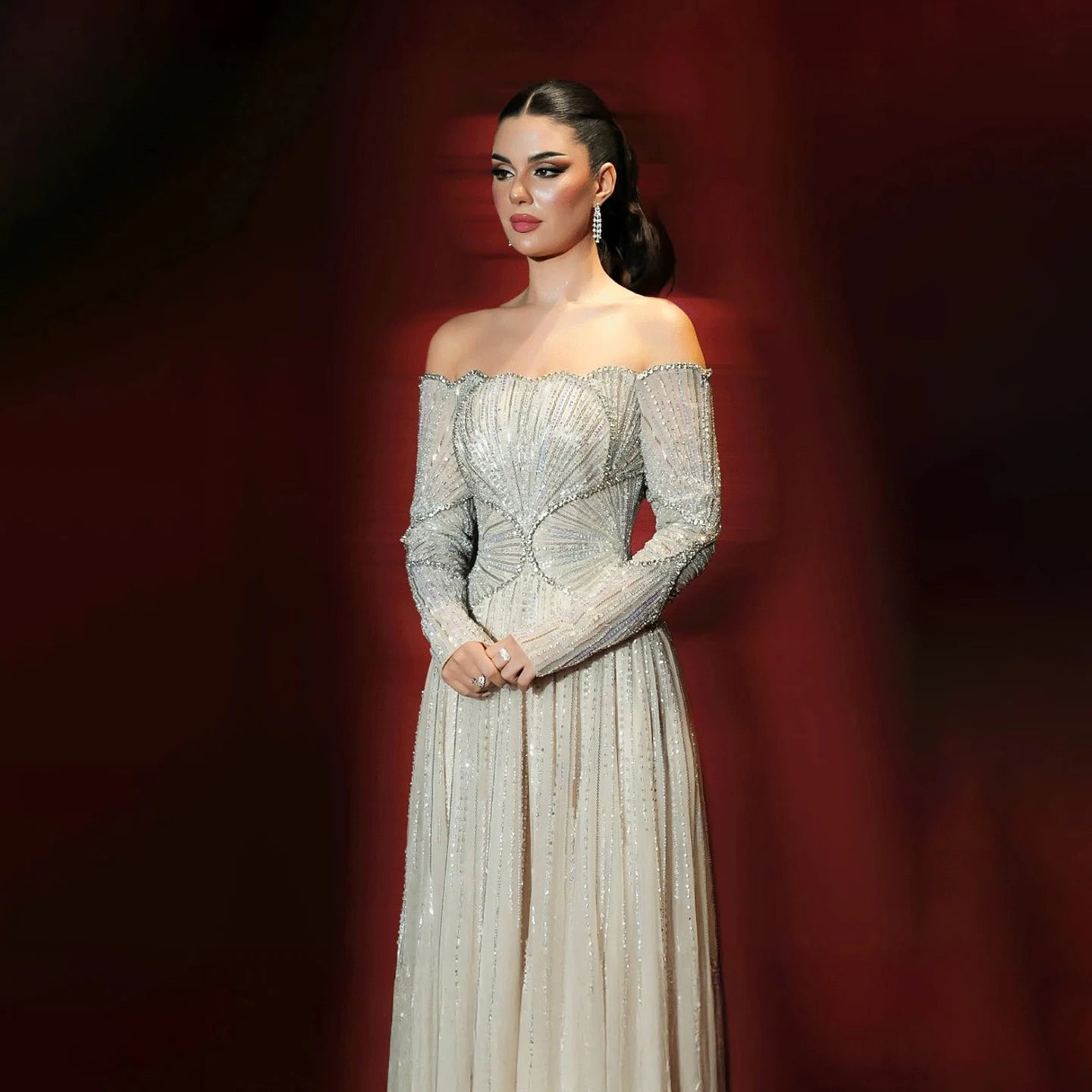 Luxury Beige Arabic A-Line Evening Dress 2026 For Wedding Party LA73333 - SERENE HILL