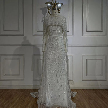 Modest Beaded Long Cape Dubai Evening Dresses LA72032M - SERENE HILL