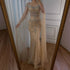 Luxury Pink Arabic Crystal Beaded Mermaid Evening Dress with Cape Sleeves LA73137 - SERENE HILL