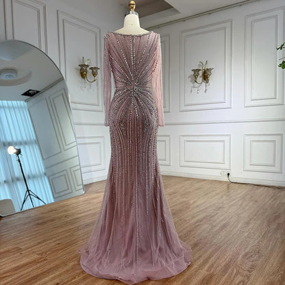 Luxury Nude Beaded Evening Dress with Detachable Overskirt LA73156 - SERENE HILL
