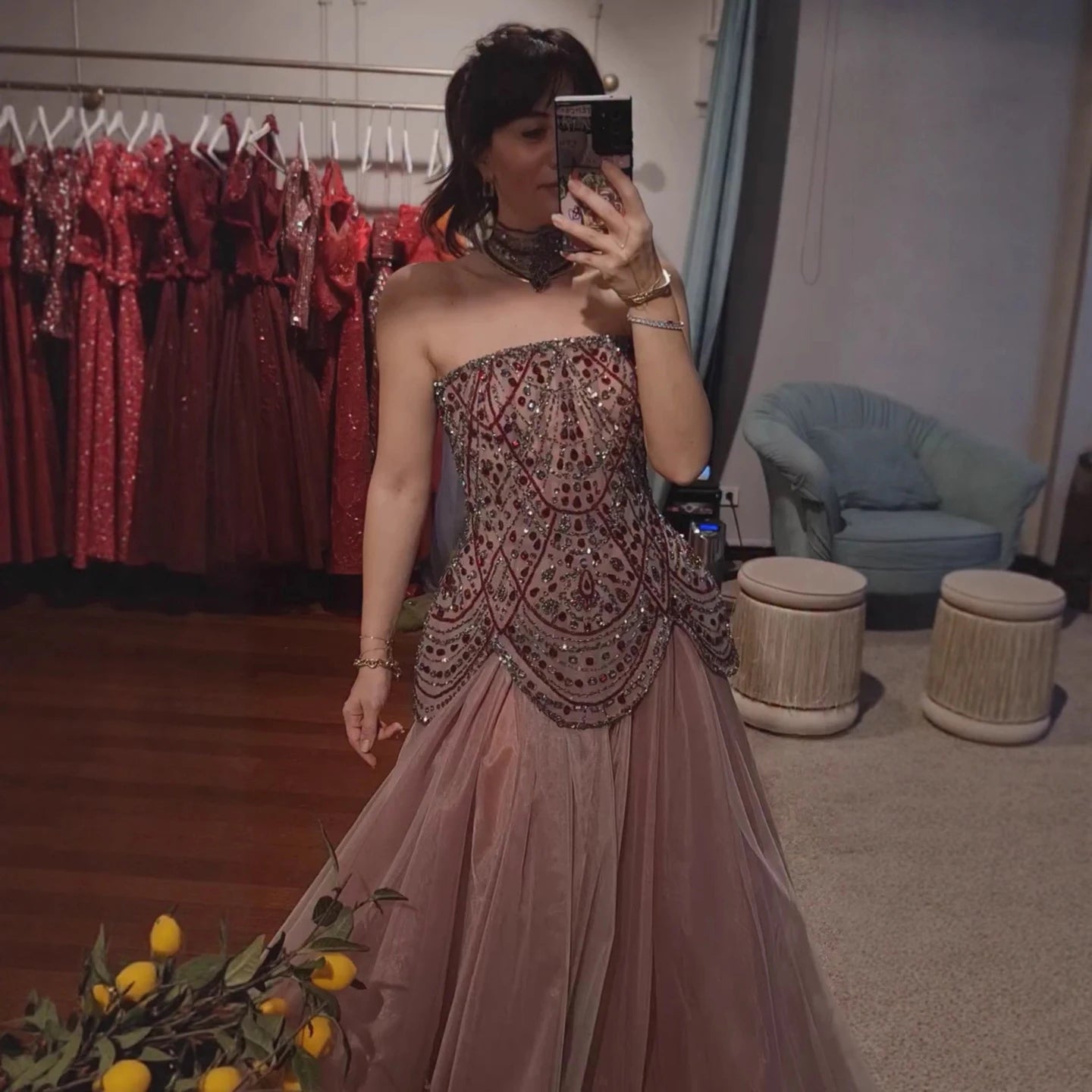 Luxury Wine Red Arabic Beaded A-Line Evening Dress LA73377 - SERENE HILL