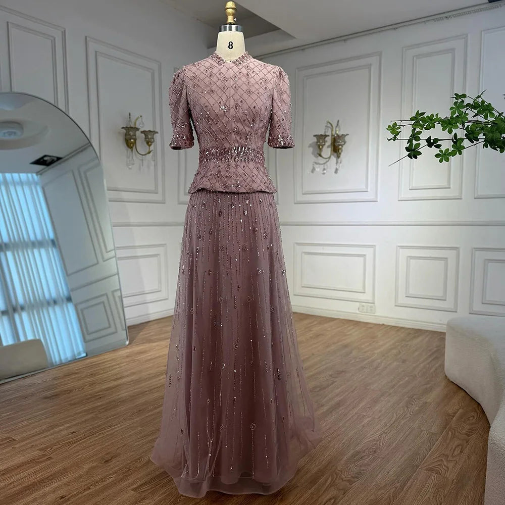 Luxury Designer Arabic Pink Evening Dress LA72955 - SERENE HILL