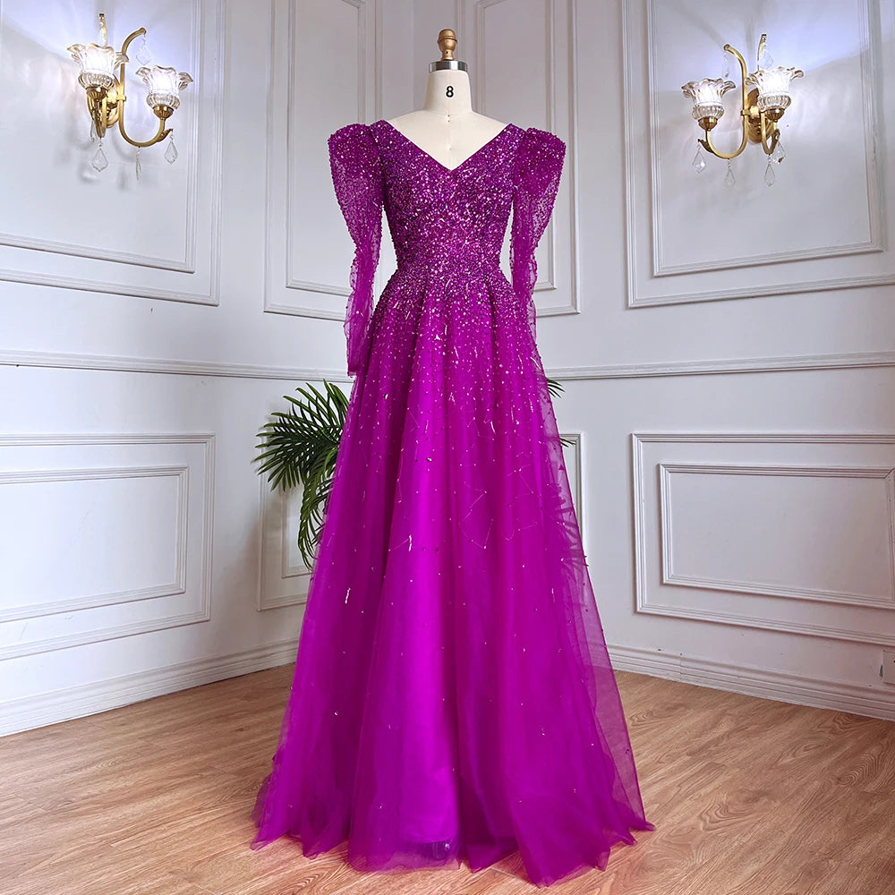 Green Mermaid Elegant With Skirt Sleeves Beaded Evening Dresses Gowns For Party LA71762 - SERENE HILL