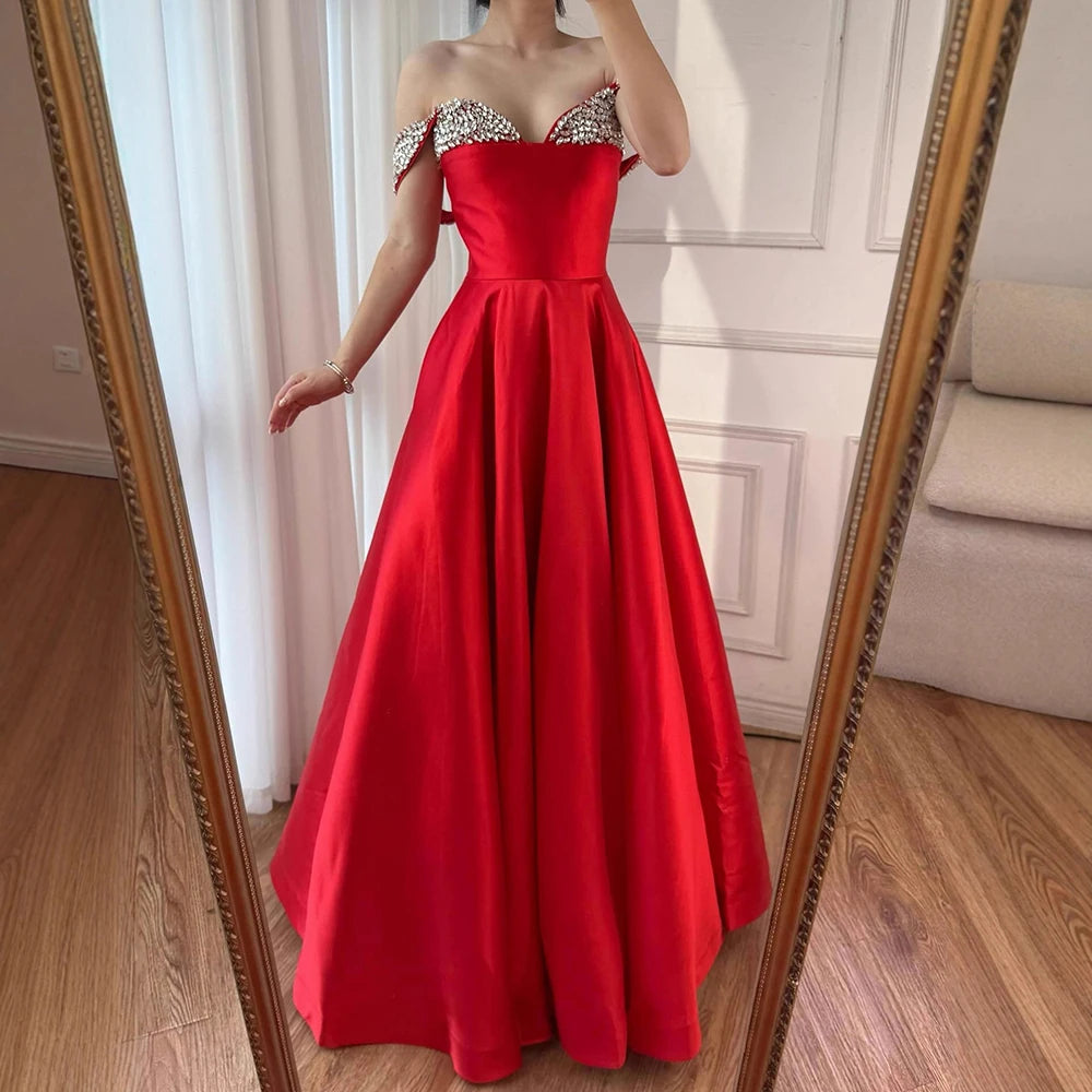 strapless open back dress Halter Red Ruffle Tiered A-Line Prom Dress – FancyVestido main image 1