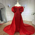 Red Long Cape Pearls Beaded Mermaid Evening Dress Gown LA72585A - SERENE HILL