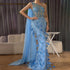 Green One-Shoulder Beaded Feathers Evening Gown with Side Cape Shawl LA72698 - SERENE HILL