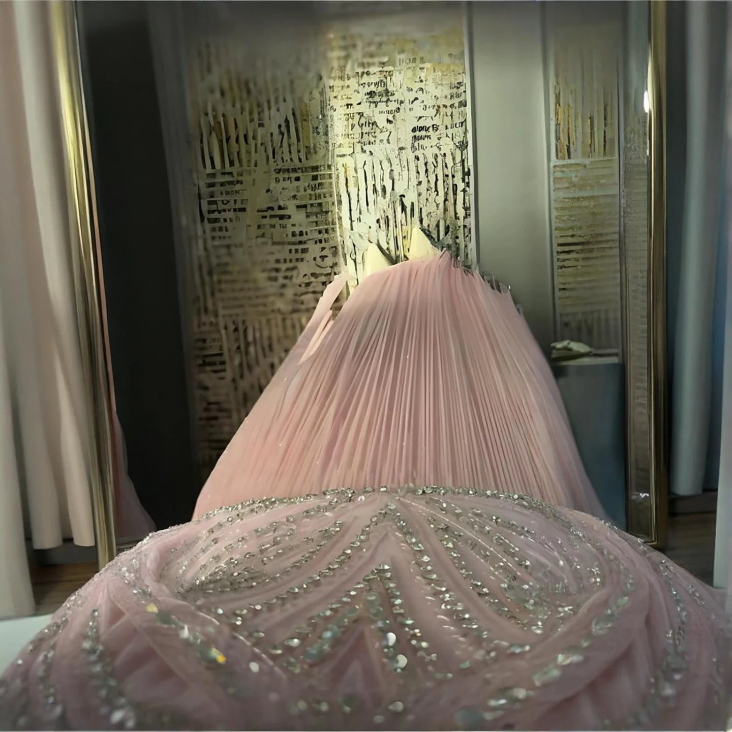 Luxury Crystal Pink Beaded Tassel Evening Dress LA73448 - SERENE HILL