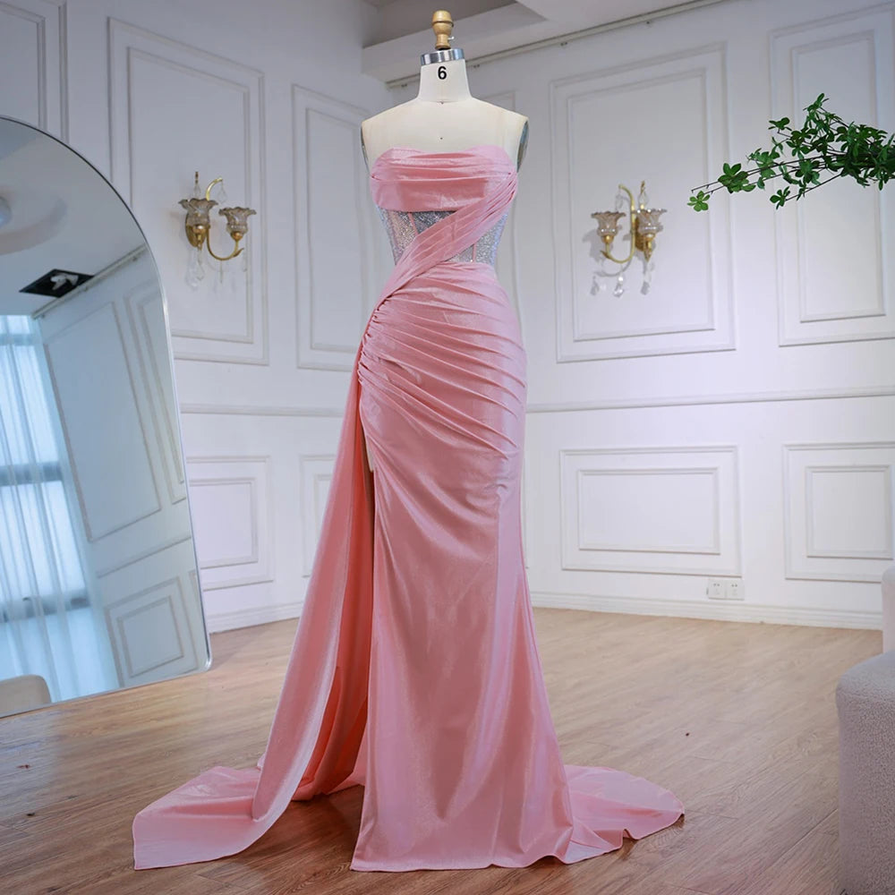Elegant Pink Glitter Prom Dress with Slit LA72997 - SERENE HILL