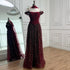 Luxury Arabic Pink Pearls Beaded Evening Dress With Cape LA72922 - SERENE HILL