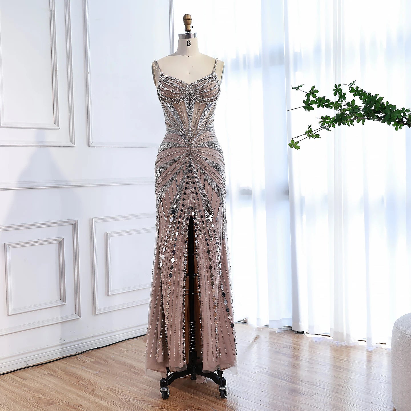 Luxury Nude Corset Beaded Mermaid Prom Dress LA72803A - SERENE HILL