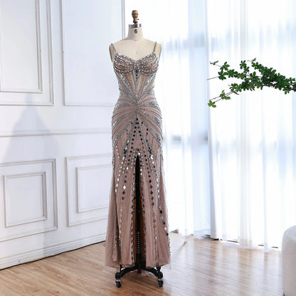 Luxury Nude Corset Beaded Mermaid Prom Dress LA72803A - SERENE HILL