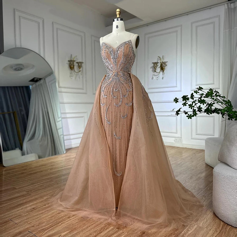 Luxury Turquoise Mermaid Evening Dress with Overskirt LA72880 - SERENE HILL