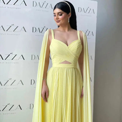 Luxury Fuchsia Chiffon Evening Dress with Cape Sleeves LA73021 - SERENE HILL