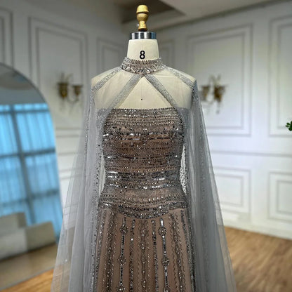 Luxury Dubai Caramel A-Line Beaded Evening Dress LA72873 - SERENE HILL