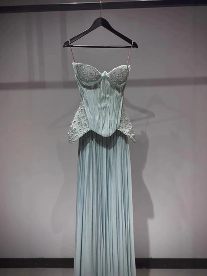 Luxury Turquoise Two Pieces Corset Evening Dress LA73360 - SERENE HILL