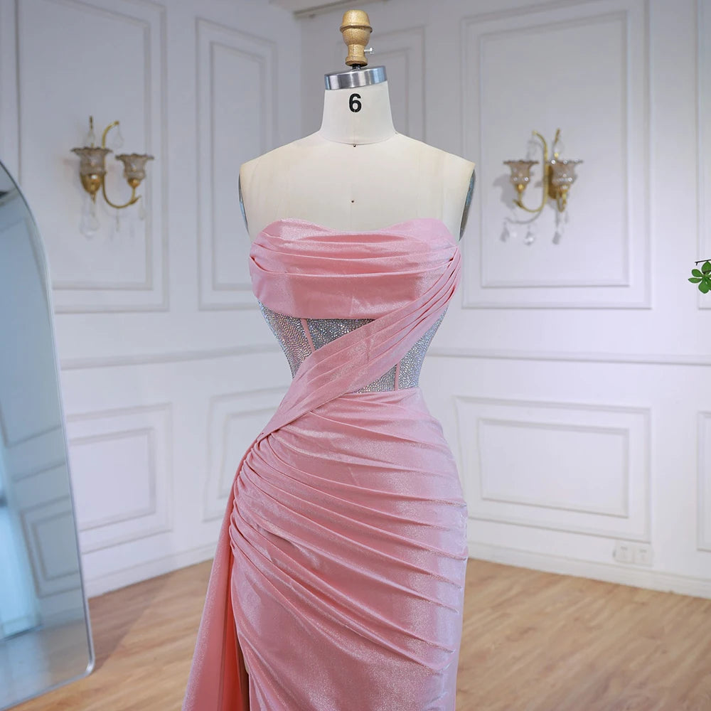 Elegant Pink Glitter Prom Dress with Slit LA72997 - SERENE HILL