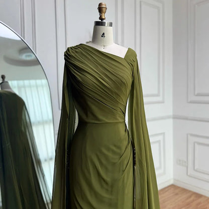 Luxury Olive Green Beaded Stretch Mermaid Evening Dress LA73092 - SERENE HILL