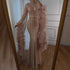 Elegant Rose Gold Evening Dress Featuring Feathered Cape Sleeves LA72947 - SERENE HILL