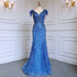 Champagne Luxury V-Neck Sexy Mermaid Evening Dresses 2025 Diamond Feathers Sleeveless Formal Dress Serene Hill LA70350 - SERENE HILL