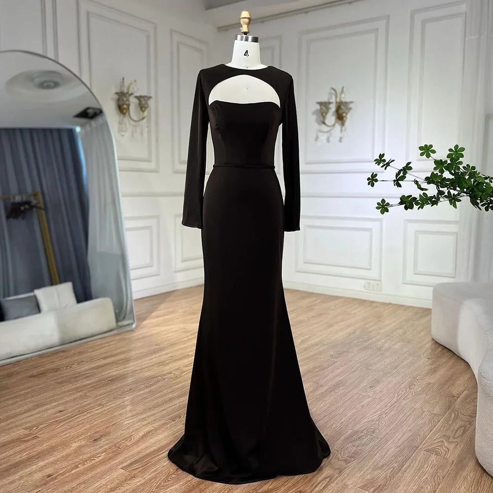 Luxury Dubai Blue Satin Mermaid Evening Dress Lace-Up Back LA72416 - SERENE HILL