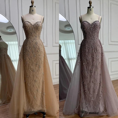 Luxury Nude Beaded Evening Dress with Overskirt 2025 LA73121 - SERENE HILL