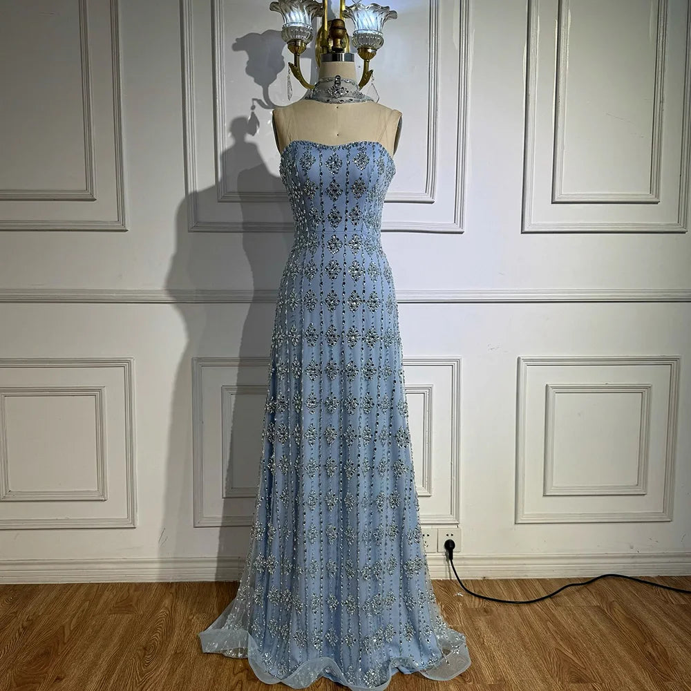 Luxury Nude Beaded Mermaid Evening Dress for Occasion Saudi LA72871 - SERENE HILL
