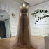 Luxury Caramel Beaded Evening Dress Gown with Cape Sleeves LA72940 - SERENE HILL