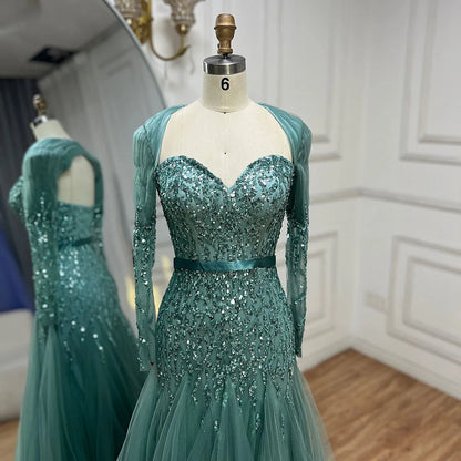 On Sale no return no refund Serene Hill Arabic Sexy Sweetheart Fuchsia A Line Long Sleeves Luxury Beaded Evening Dresses Gowns For Women Party 2025 LA71810 - SERENE HILL