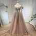 Luxury Caramel Beaded Lace A Line Evening Dress With Cape Sleeves LA72386 - SERENE  HILL