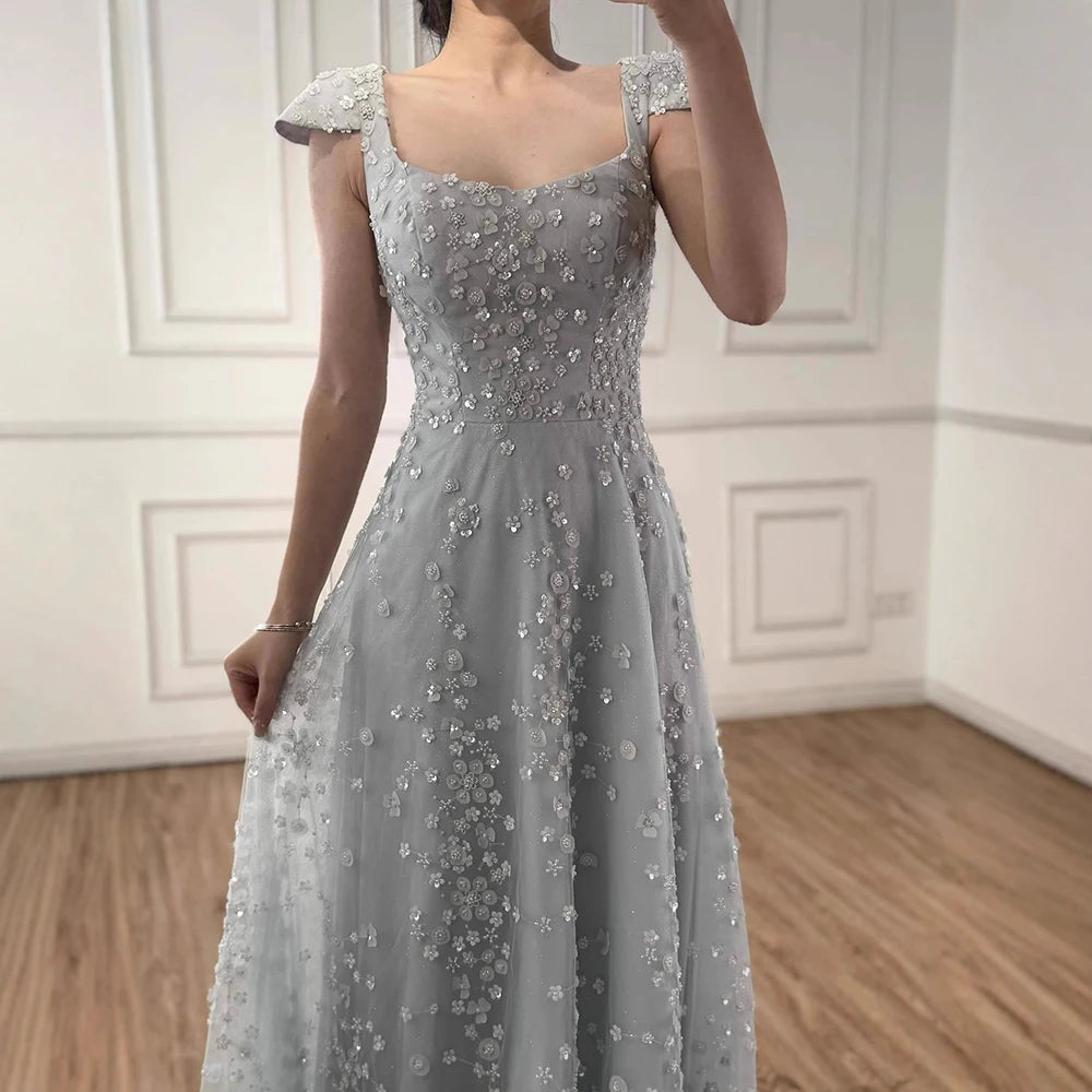 Luxury Pink Floral Appliqué Evening Dress with Open Back 2025 LA73119 - SERENE HILL