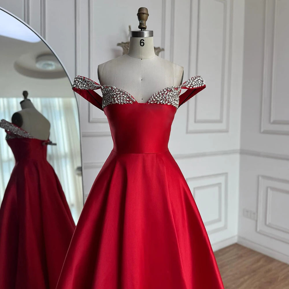 Luxury Red Beaded A-Line Prom Dress with Spaghetti Straps LA73049 - SERENE HILL