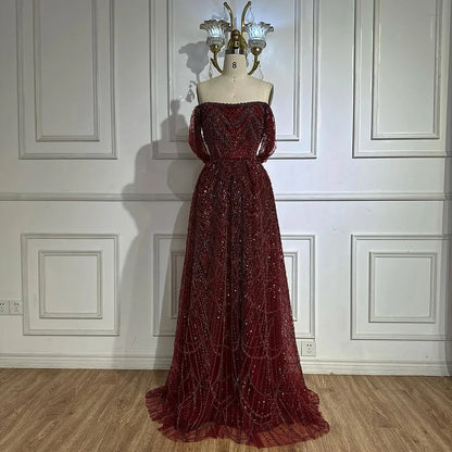 Luxury Nude A-Line Evening Gown with Pearl Beading LA72738A - SERENE HILL