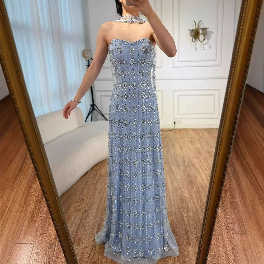 Luxury Nude Beaded Mermaid Evening Dress for Occasion Saudi LA72871 - SERENE HILL