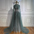 Luxury Modest Blue Beaded Evening Dress with Cape LA73059 - SERENE HILL
