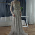 Luxury Dubai Designer Modest A-Line Blue Lace Beaded Evening Dresses LA72704 - SERENE HILL
