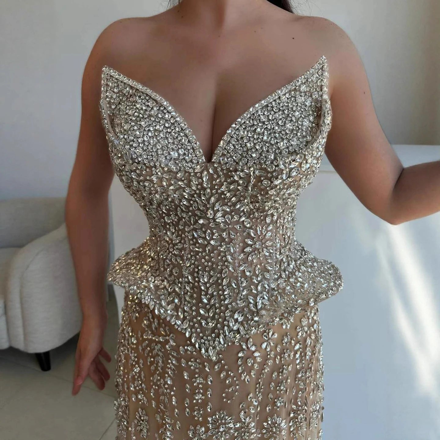 Luxury Kosovo Crystal A-Line Two Piece Evening Dress LA73209 - SERENE HILL